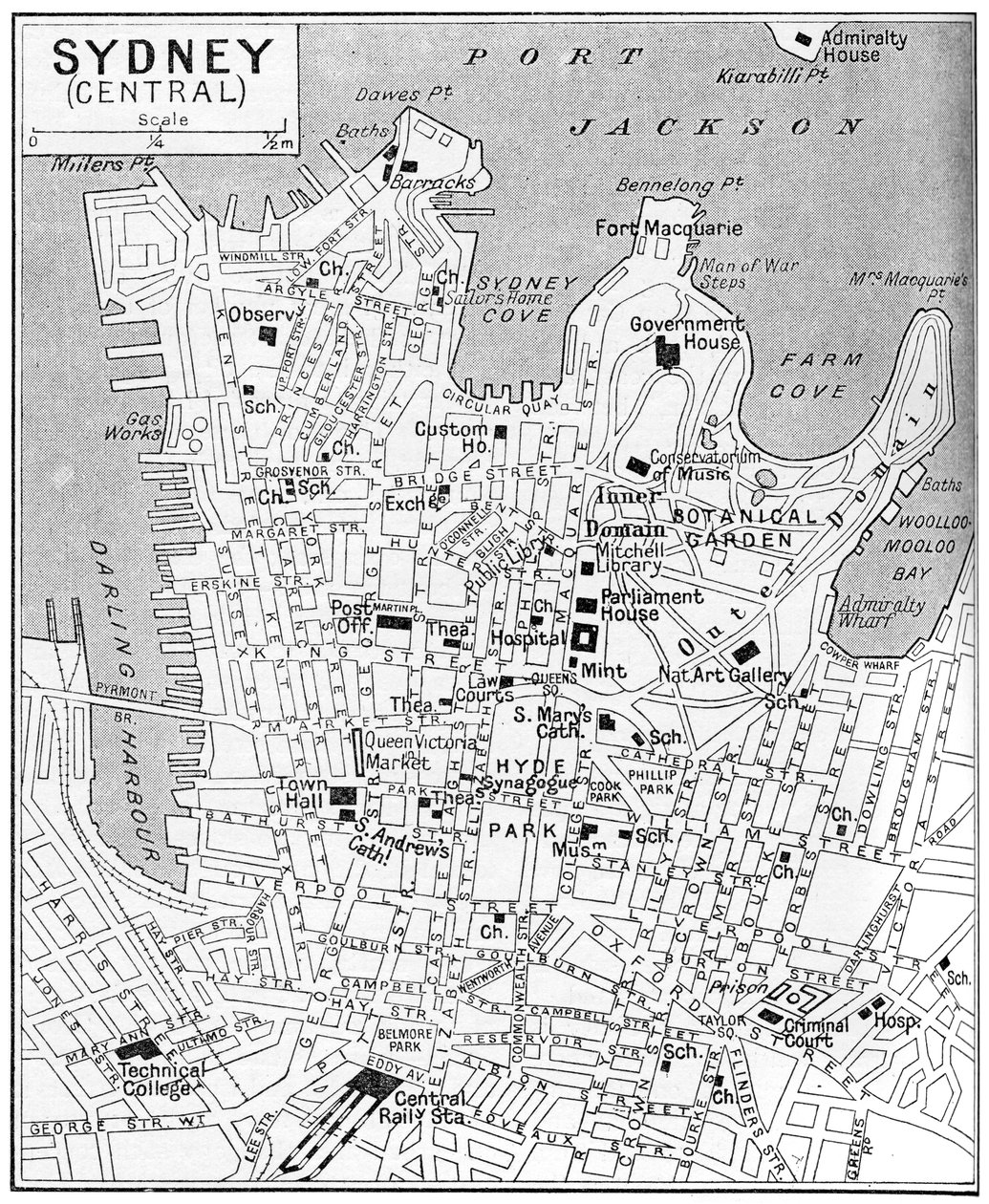Mapa del centro de Sídney, Nueva Gales del Sur, Australia, c1924 de Unbekannt