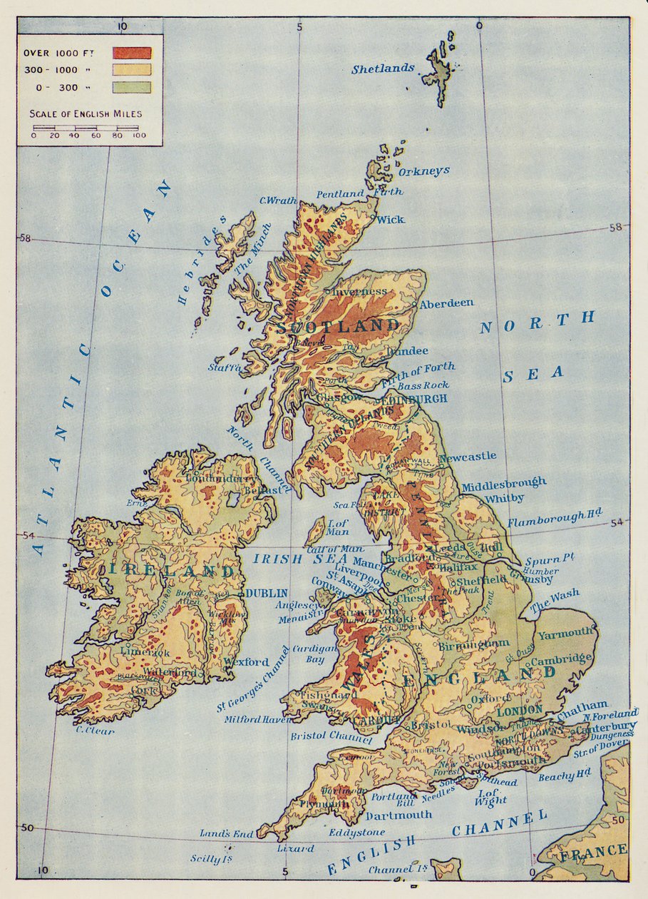 Mapa de las Islas Británicas, 1910 de Unbekannt