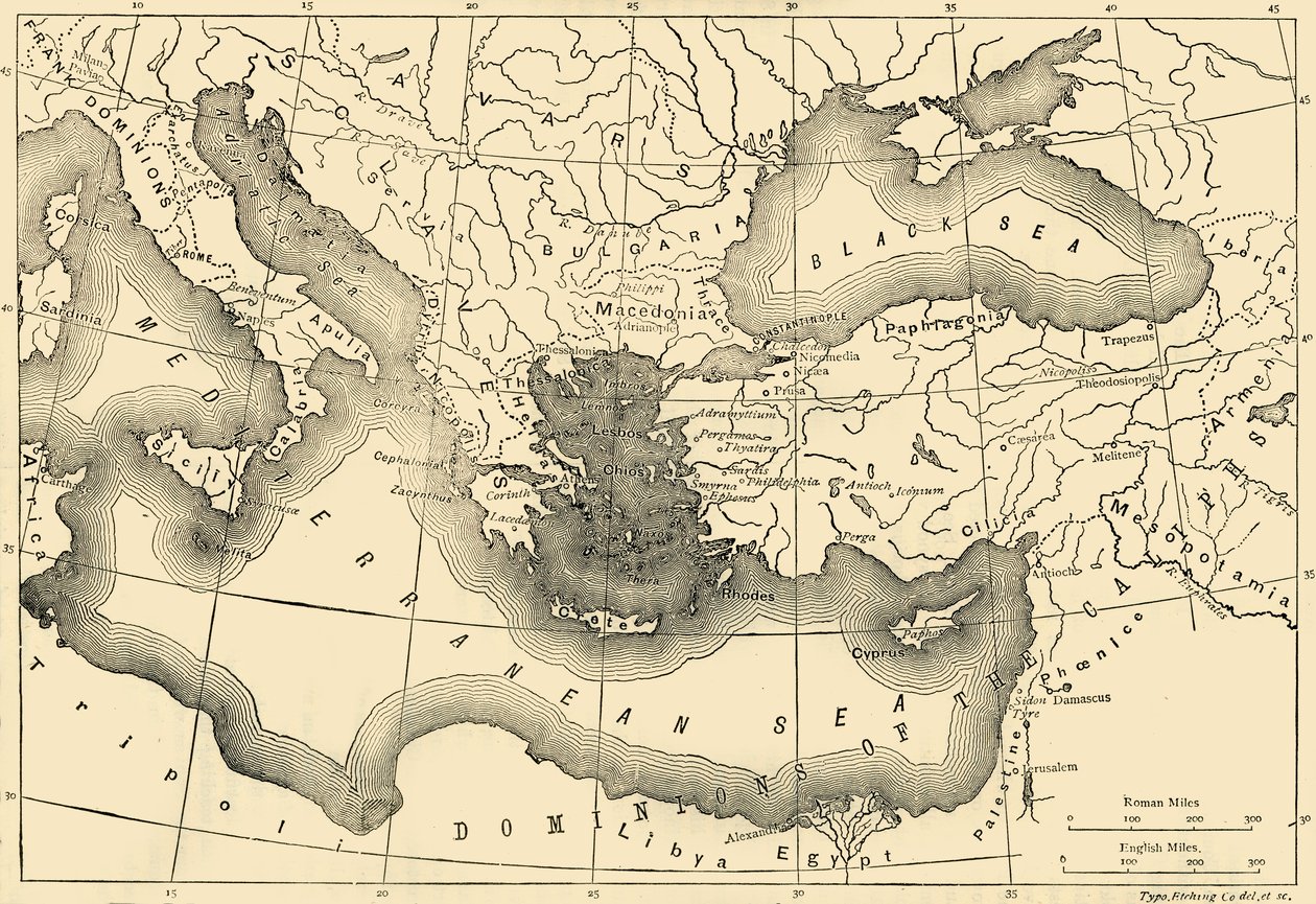 Mapa del Imperio Bizantino en el siglo IX, 1890 de Unbekannt