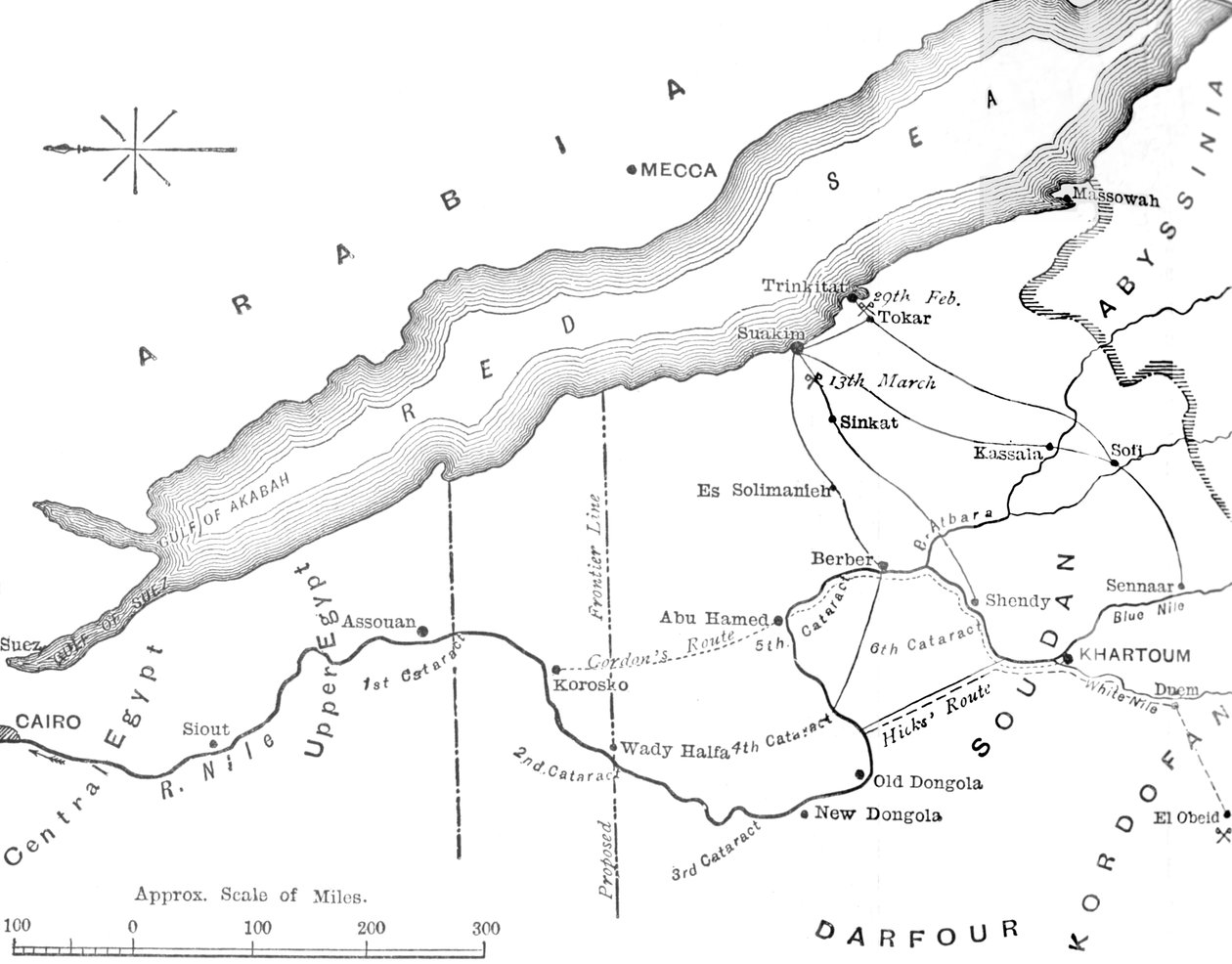 Mapa del país entre Egipto y el Sudán, c. 1881-85 de Unbekannt