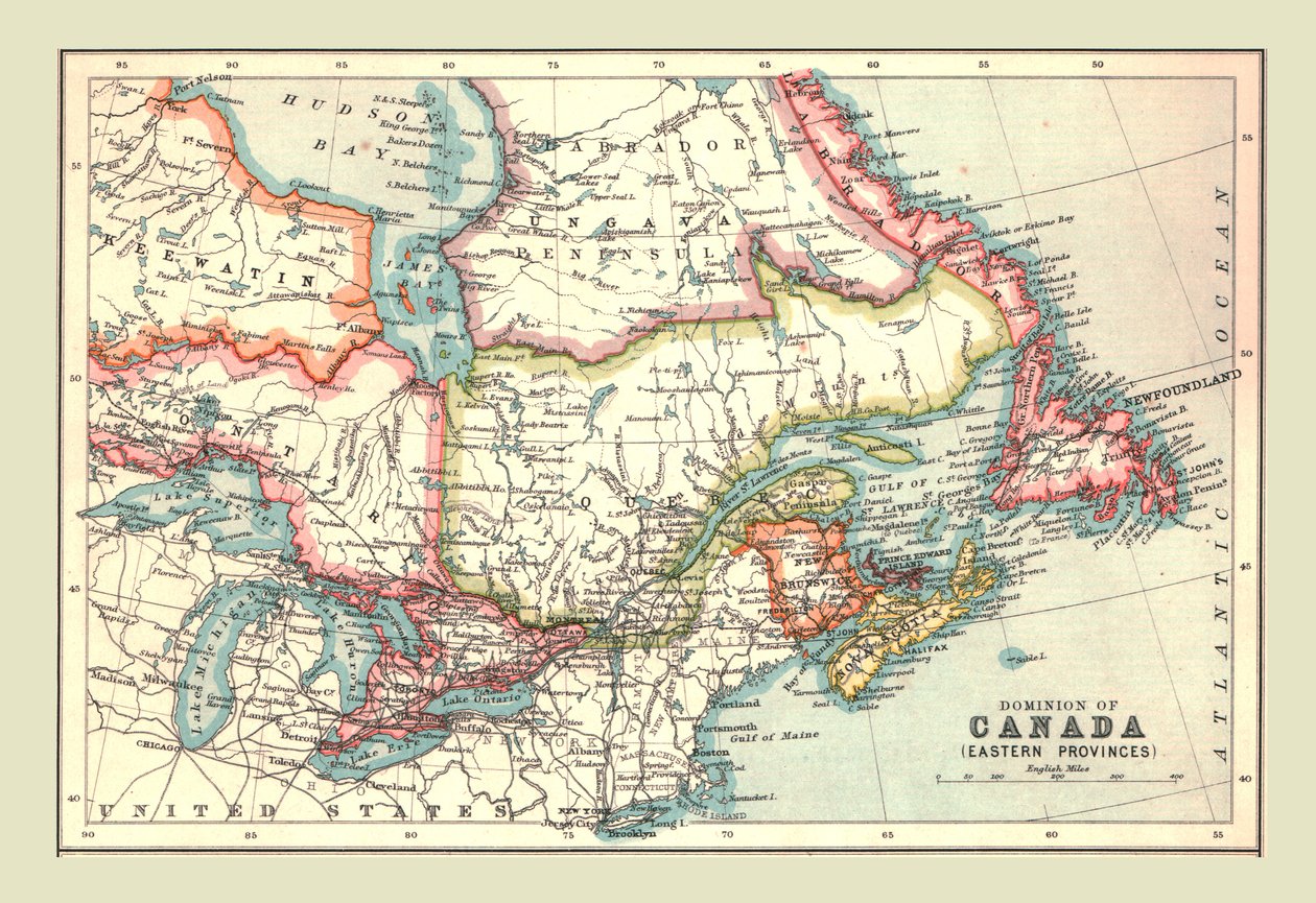 Mapa del Dominio de Canadá, Provincias Orientales, 1902 de Unbekannt