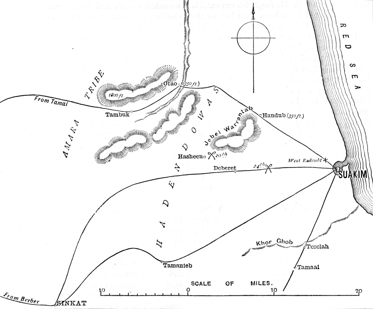 Mapa de los Alrededores de Suakim, c1885 de Unbekannt