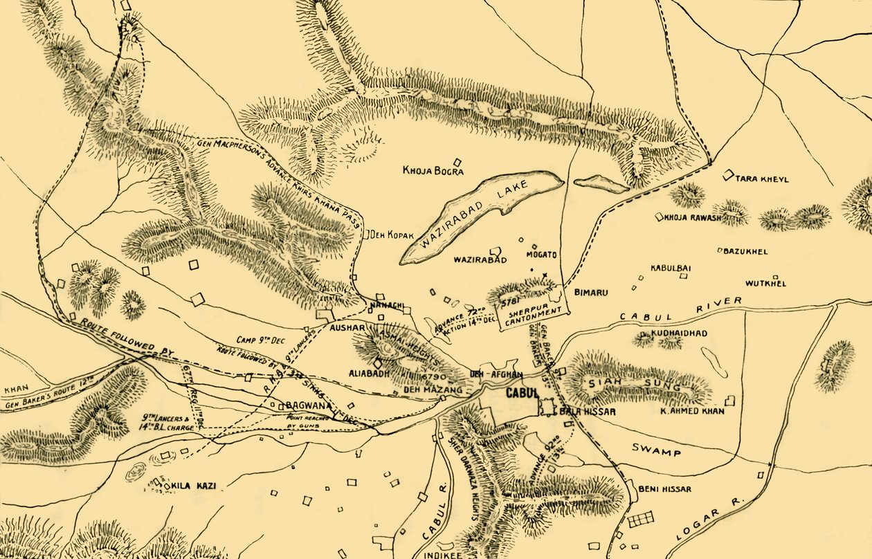 Mapa de la lucha en el Valle de Chardeh, 1901 de Unbekannt
