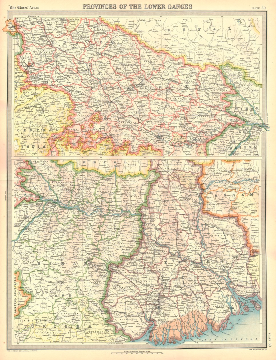Mapa de las Provincias del Bajo Ganges de Unbekannt