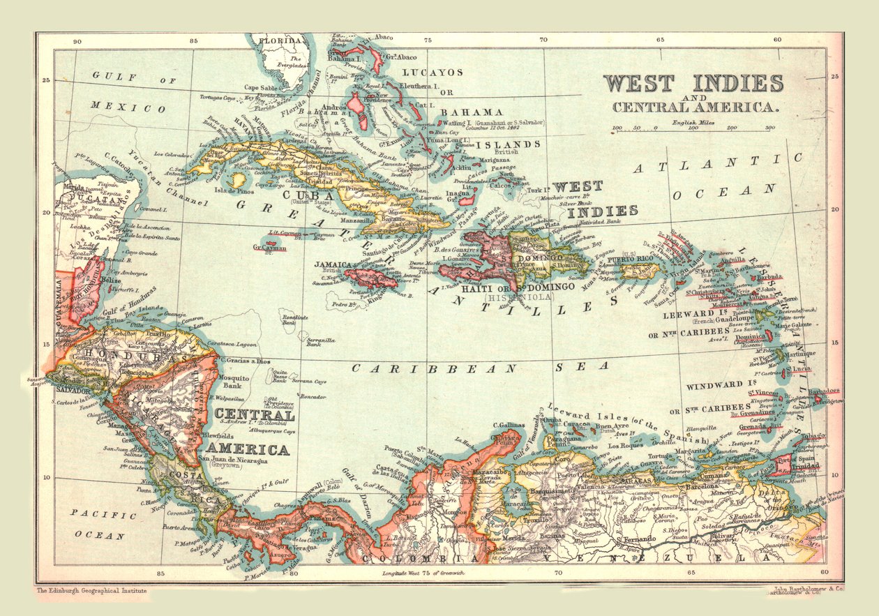 Mapa de las Indias Occidentales y América Central, 1902 de Unbekannt