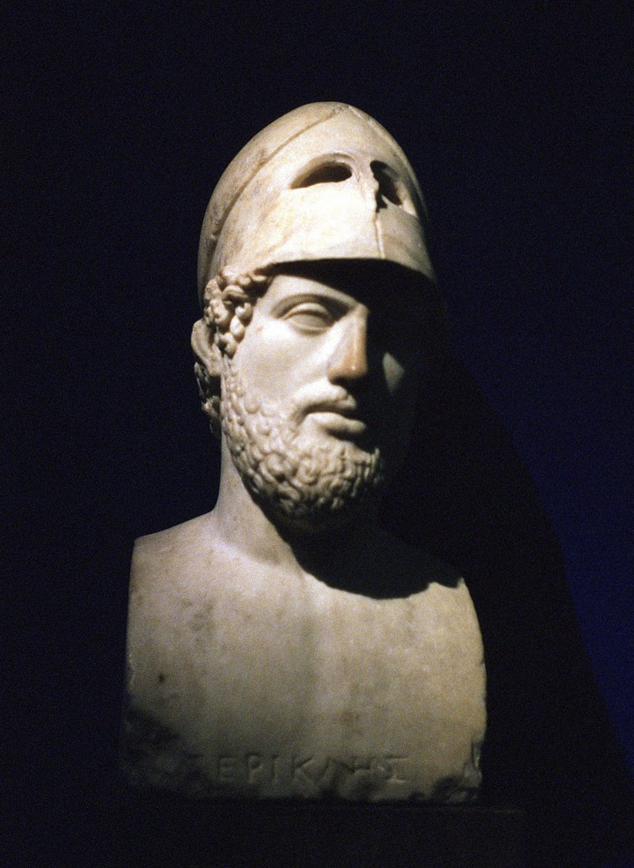 Busto de retrato en mármol de Pericles (Pericles) estadista ateniense (c490-429 a.C.). Romano siglo II a.C. (escultura que se dice es de la villa de Adriano en Tívoli, Lacio, Italia) de Unbekannt
