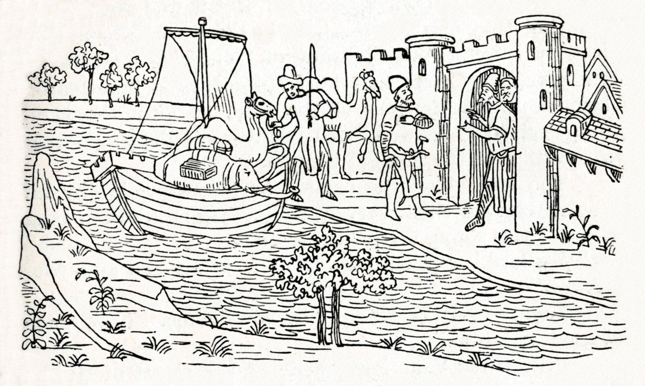 Marco Polo llega a Ormuz, c1300, 1912 de Unbekannt