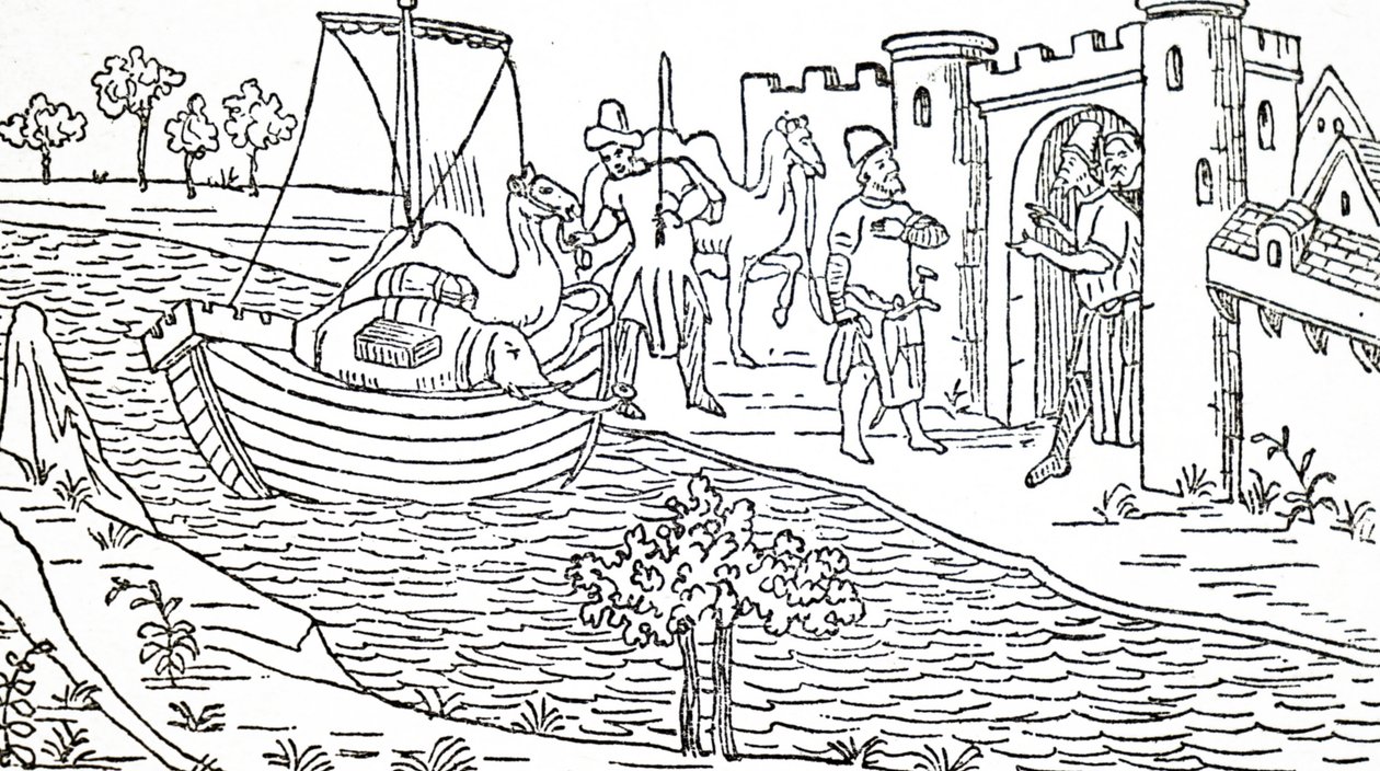 Marco Polo y sus tíos llegan a Hormuz de Unbekannt