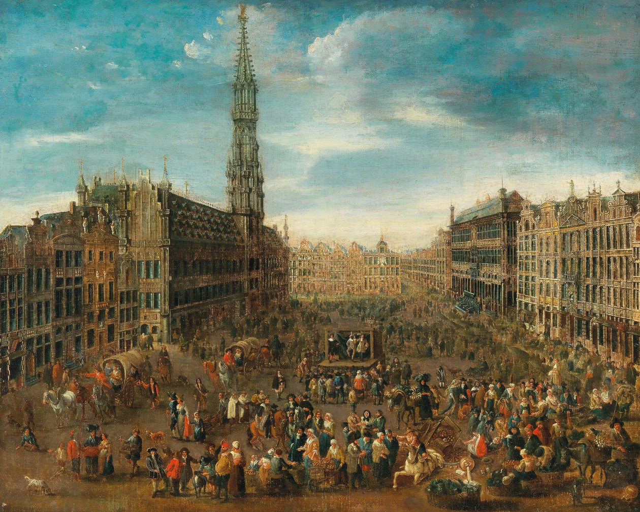 Escena de mercado en la Grand Place en Bruselas, c. 1670 de Unbekannt