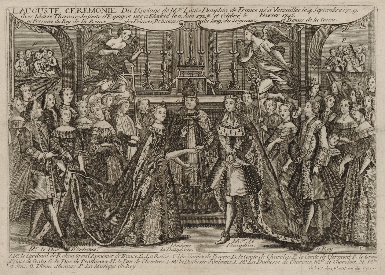 Matrimonio de Luis, Delfín de Francia con María Teresa Rafaela, Infanta de España en 1745 en Versalles de Unbekannt