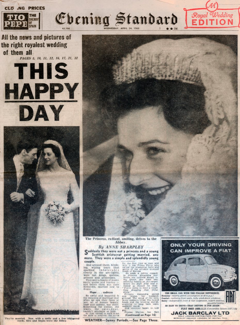 Matrimonio de la Princesa Alexandra y Angus Ogilvy, 24 de abril de 1963 de Unbekannt