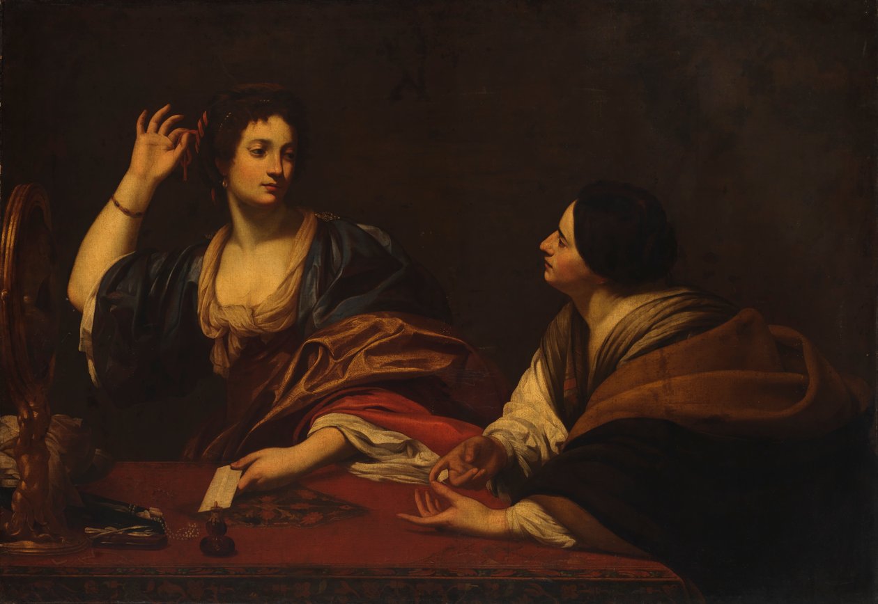 Marta regañando a su vanidosa hermana María Magdalena, siglo XVII de Unbekannt
