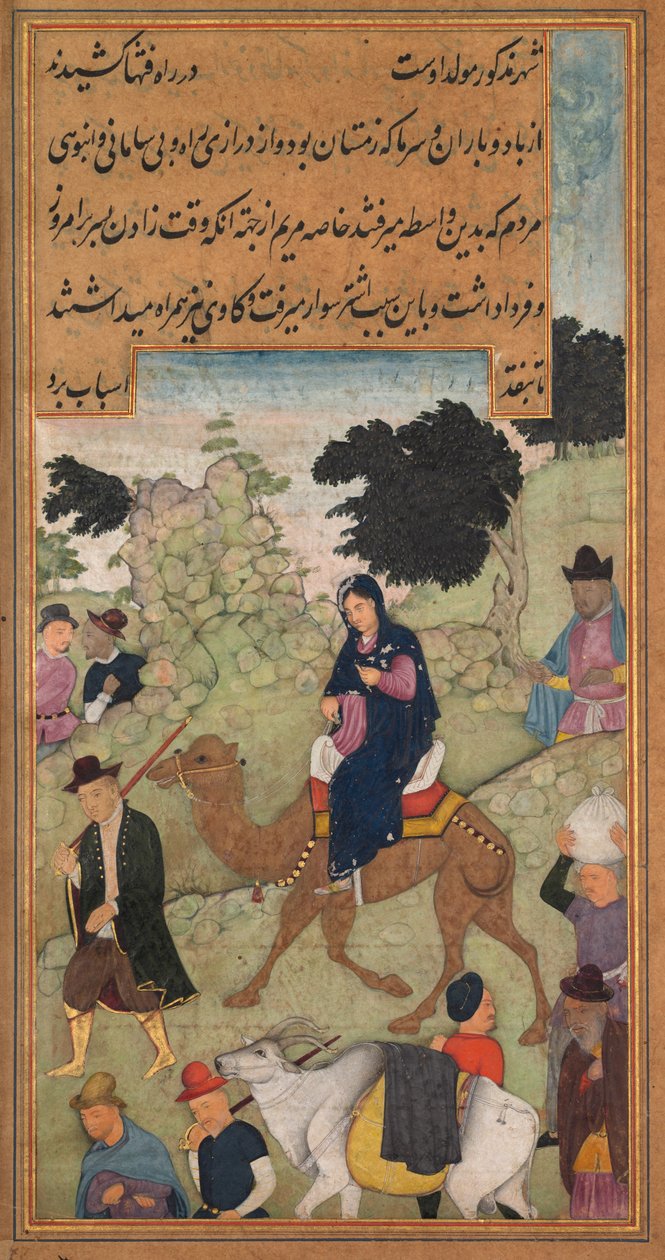 María y José viajan a Belén, de un Mirat al-quds del Padre Jerome Xavier..., 1602-1604 de Unbekannt