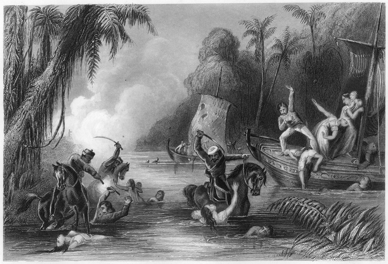 Masacre en los botes frente a Cawnpore, 1857, c1860 de Unbekannt