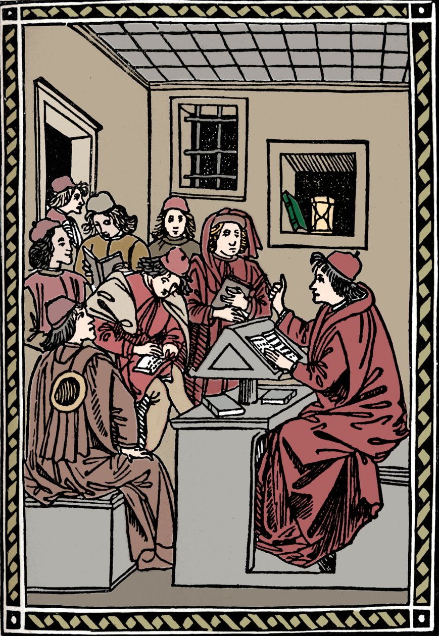 Maestro con sus estudiantes. Christoforo Landino, 1492, 1917 de Unbekannt