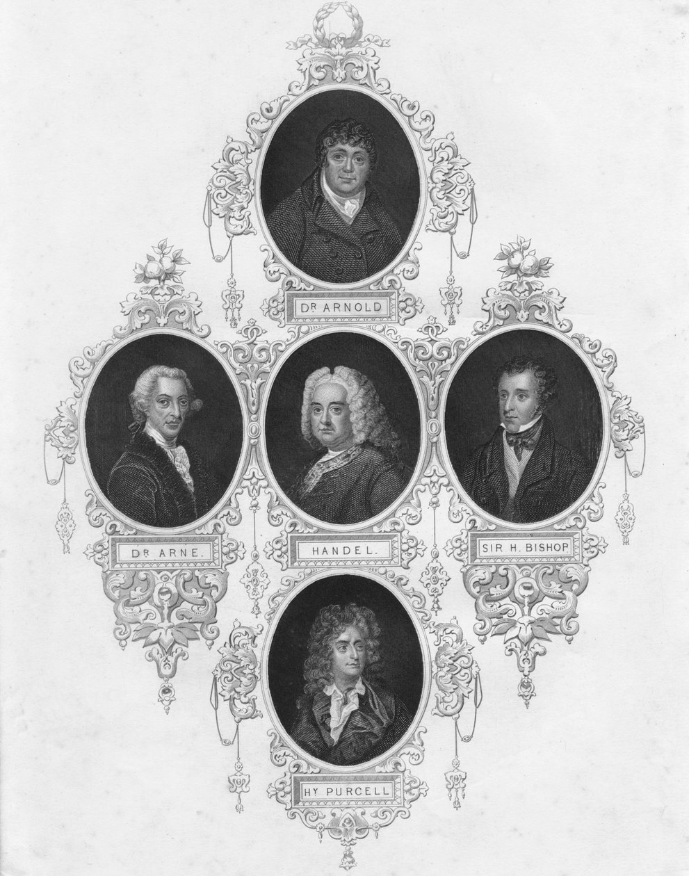 Retratos en medallón de compositores británicos, principios-mediados del siglo XIX de Unbekannt