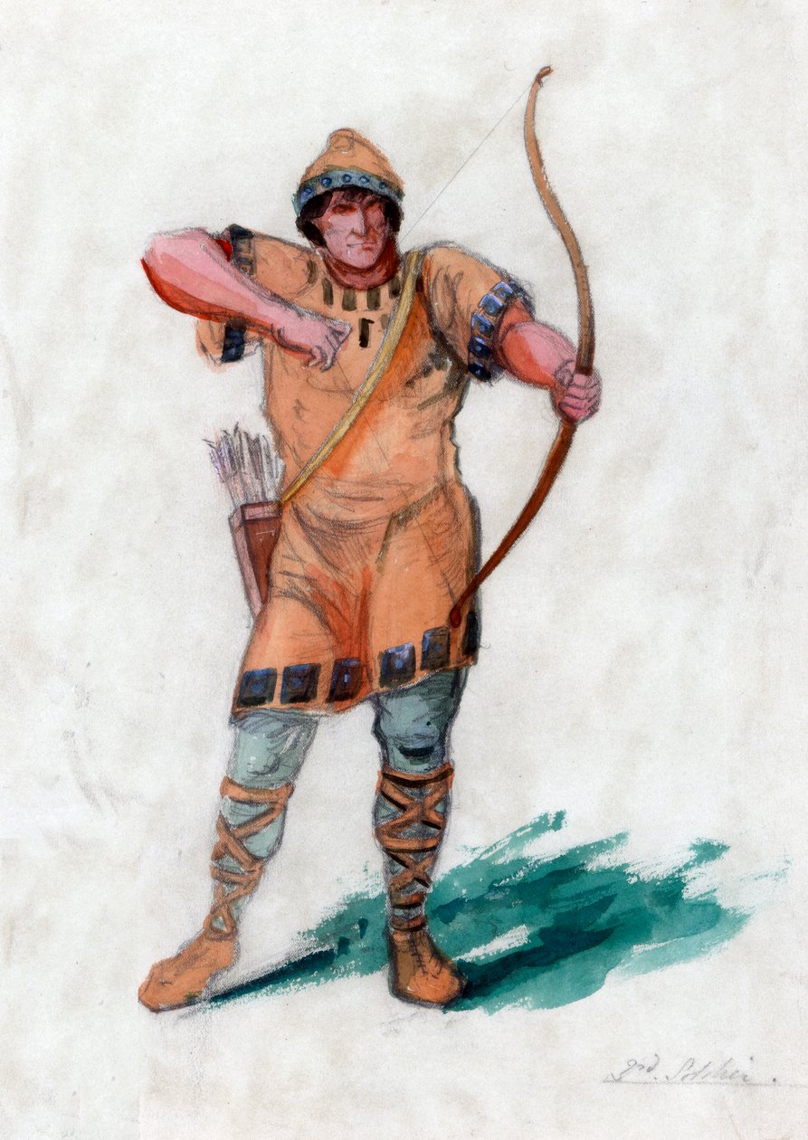 Hombre medieval con un arco de Unbekannt