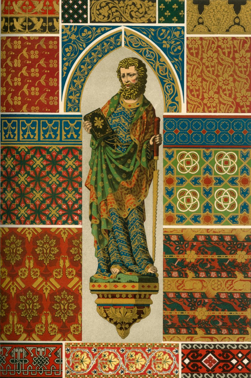 Tejido medieval, bordado, esmalte y escultura pintada, 1898 de Unbekannt