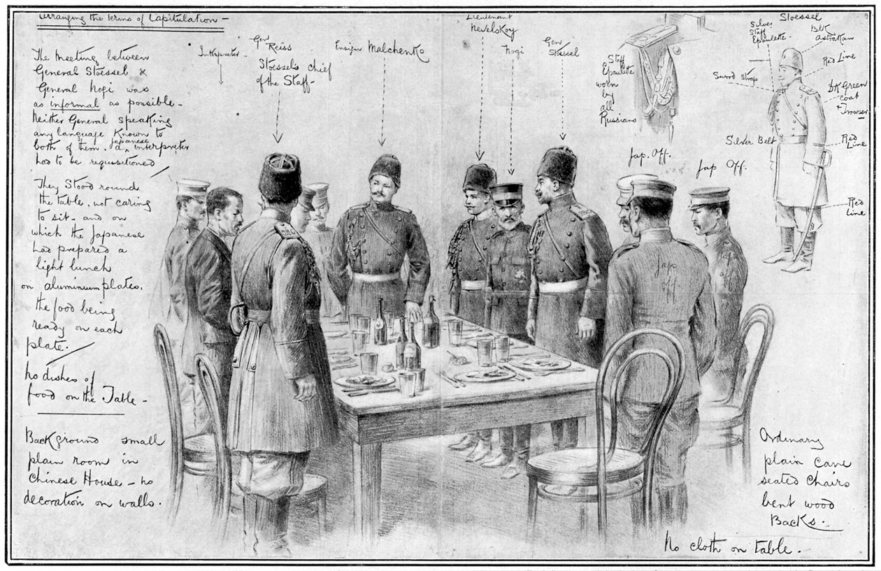 Reunión de generales opuestos, Guerra Ruso-Japonesa, 1904-5 de Unbekannt