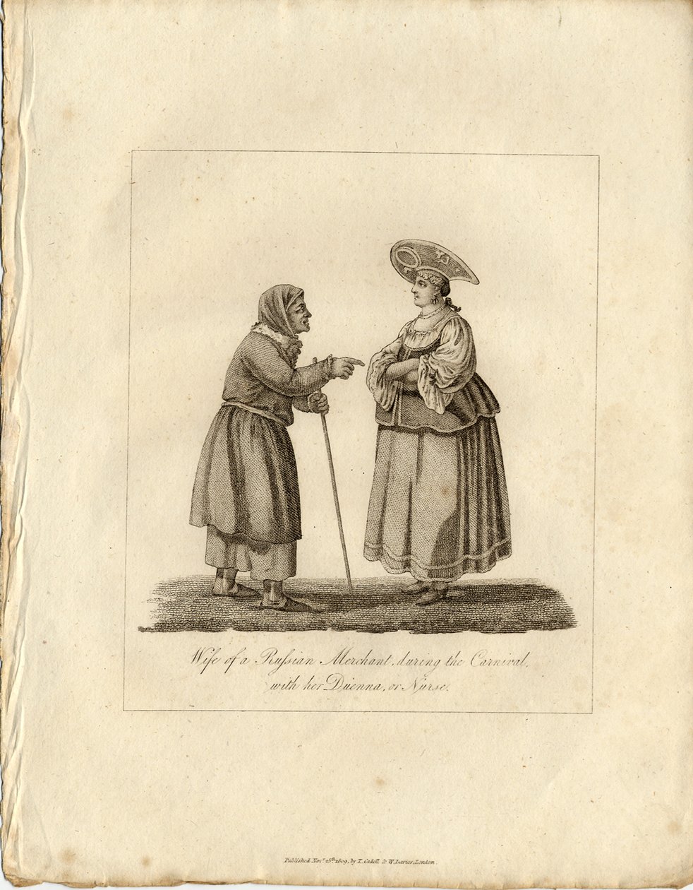 Esposa de comerciante con enfermera durante Fasching, 1833 de Unbekannt