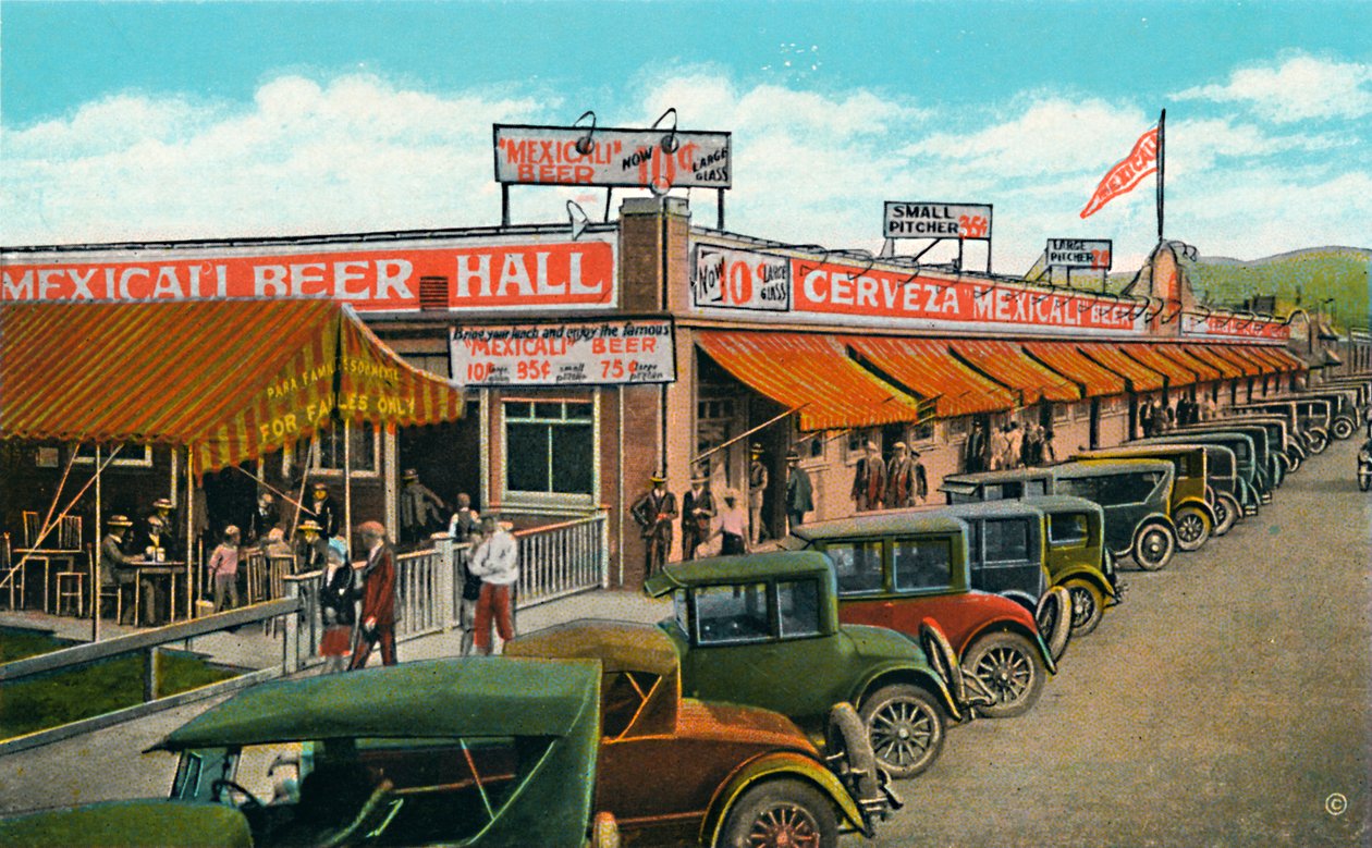 Salón de cerveza de Mexicali, el bar más largo del mundo, c1939 de Unbekannt