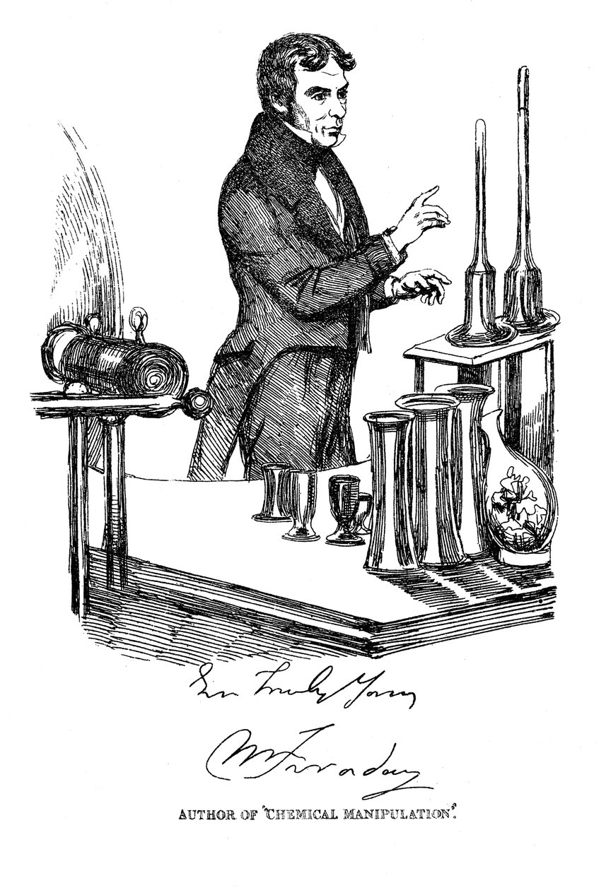 Michael Faraday dando una conferencia en la Royal Institution, Londres, c. 1835 de Unbekannt
