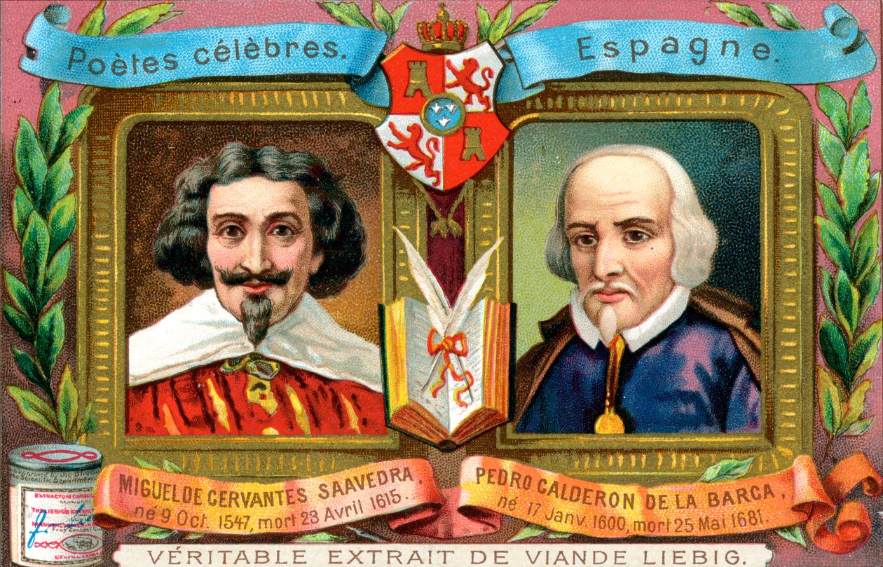 Miguel de Cervantes Saavedra y Pedro Calderón de la Barca, c. 1900 de Unbekannt