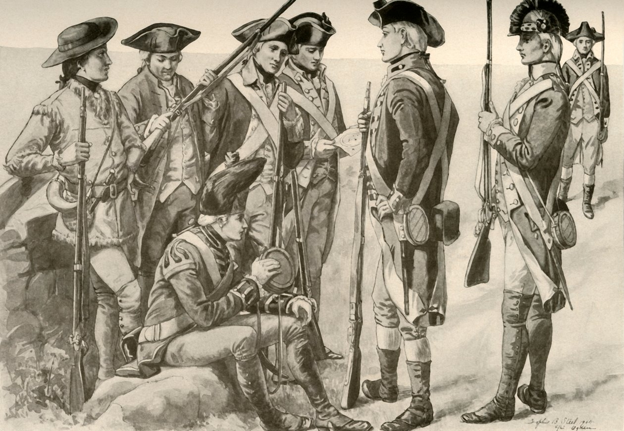 Uniformes militares en América, c1770, 1937 de Unbekannt