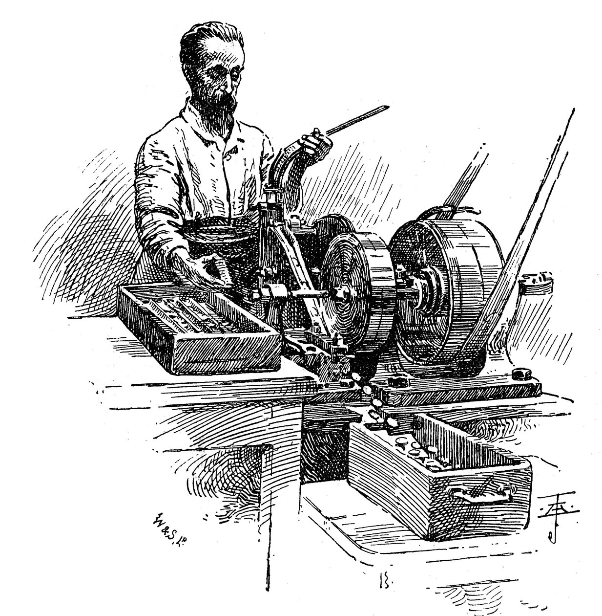 Moliendo los bordes de las monedas, Casa de la Moneda Real, Londres, 1891 de Unbekannt