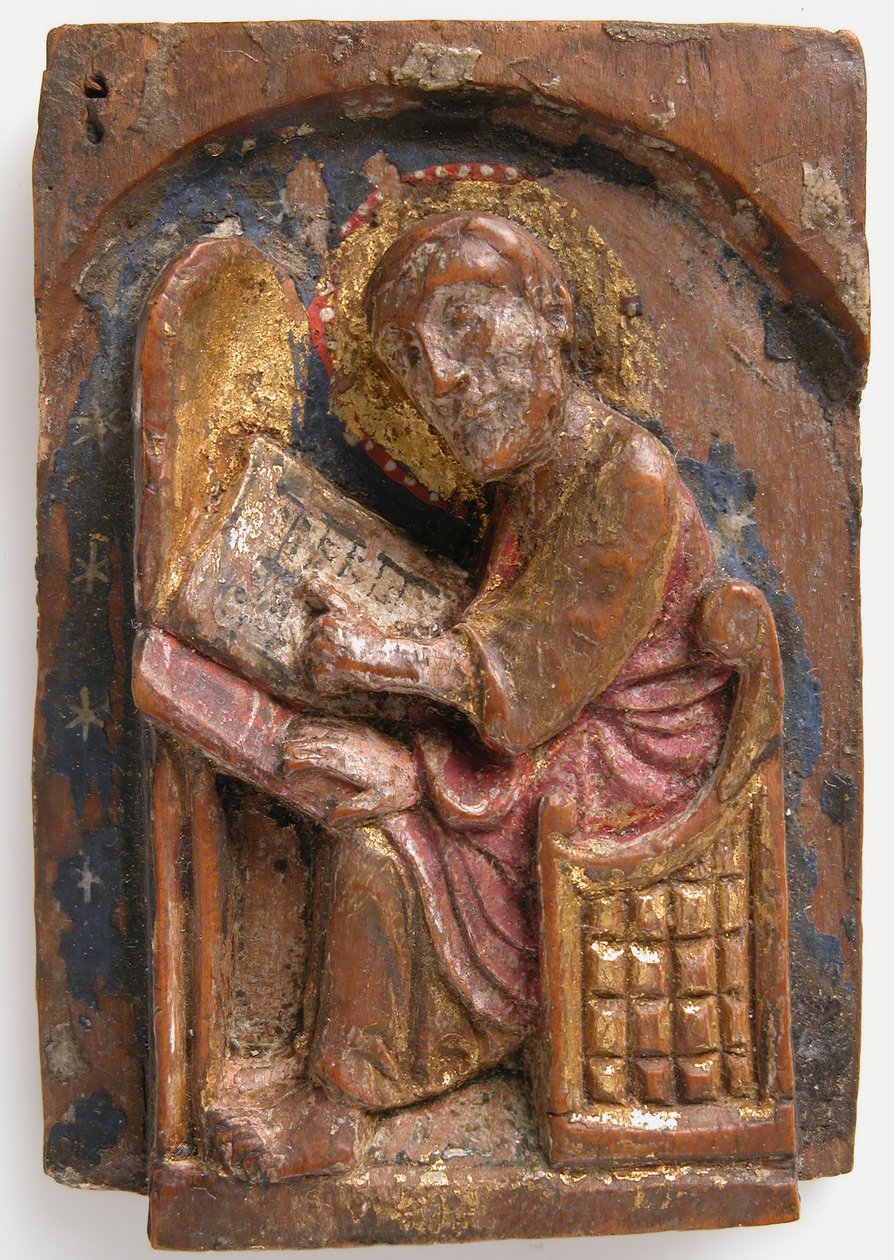 Miniatura en relieve de San Lucas en su mesa de escritura de Unbekannt