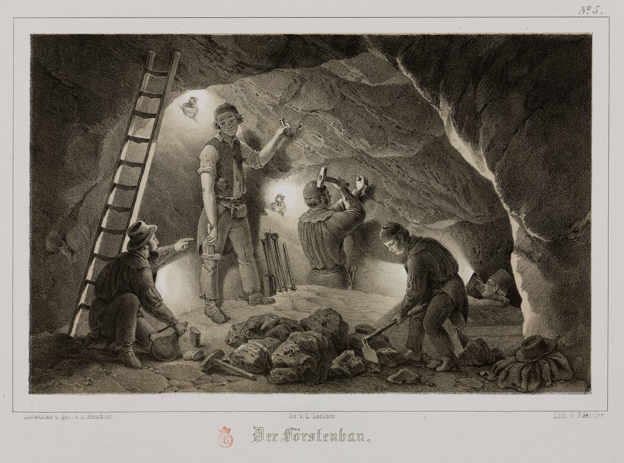 Minería, minerales metálicos, mineros, Alemania, c. 1851 de Unbekannt