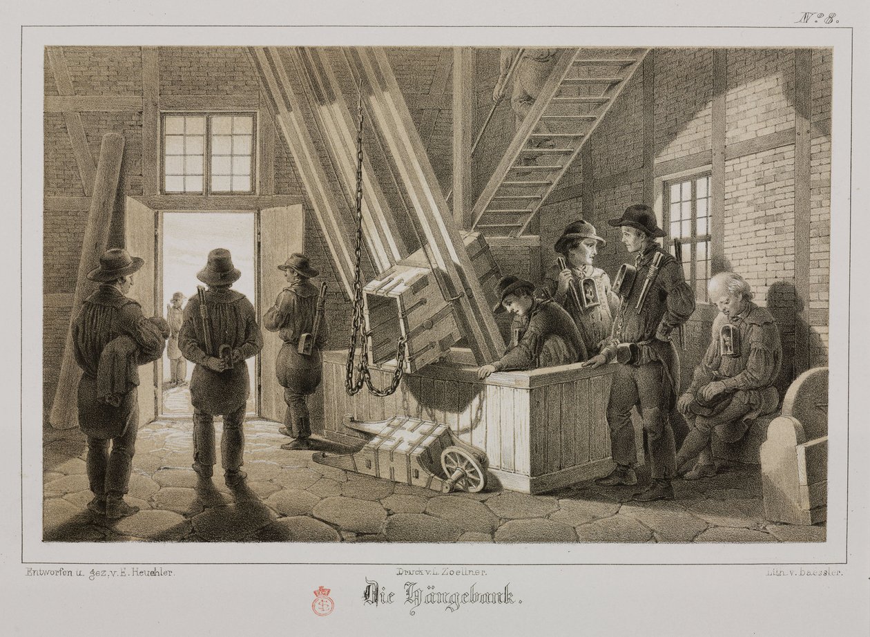 Minería, minerales metálicos, pozo de una mina, Alemania, c. 1851 de Unbekannt