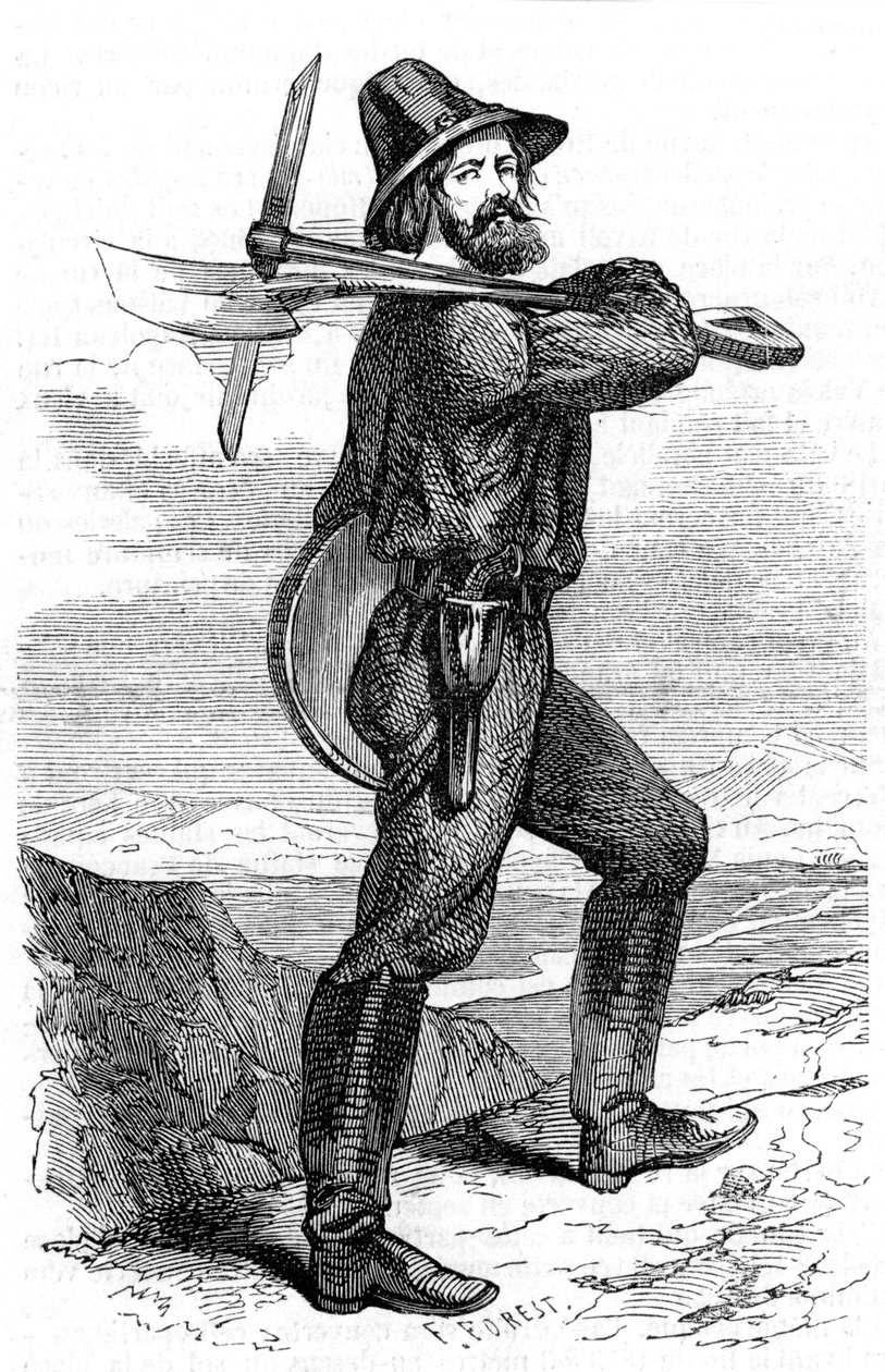 Buscador de oro en los campos de oro de California, 1853 de Unbekannt
