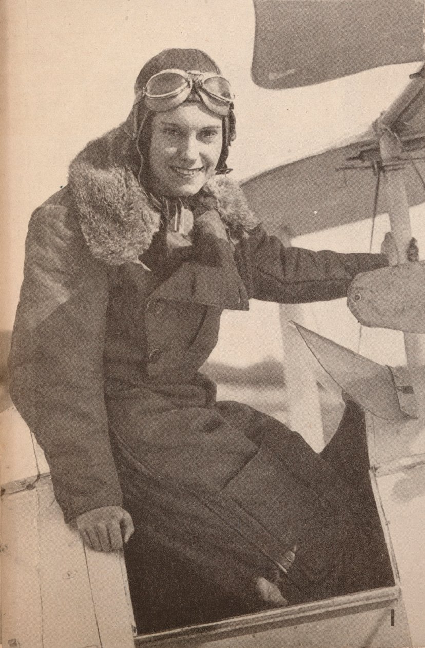 Miss Jean Batten, de Nueva Zelanda, quien en mayo de 1934 voló de Inglaterra a Australia, rompiendo el récord de Mrs. M de Unbekannt