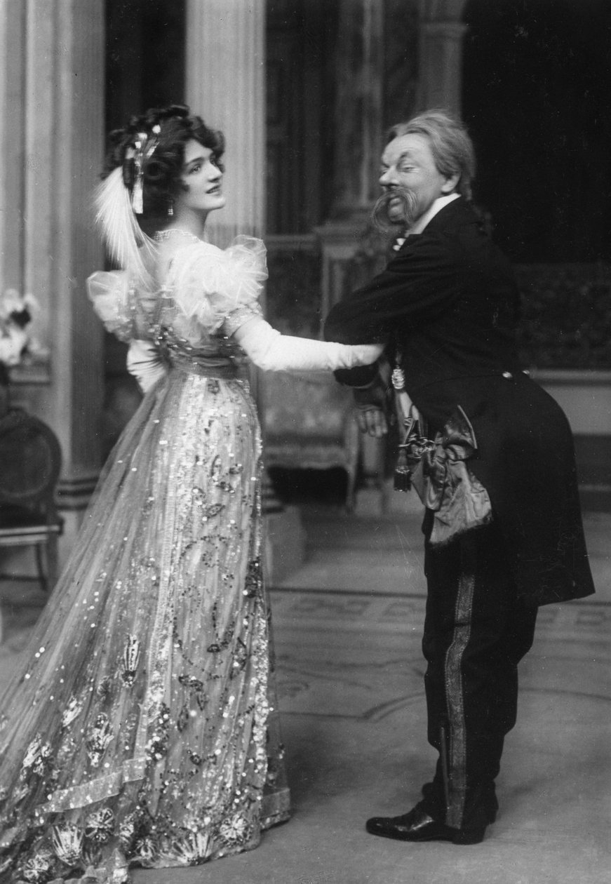La señorita Lily Elsie y el señor George Graves en La viuda alegre de Unbekannt
