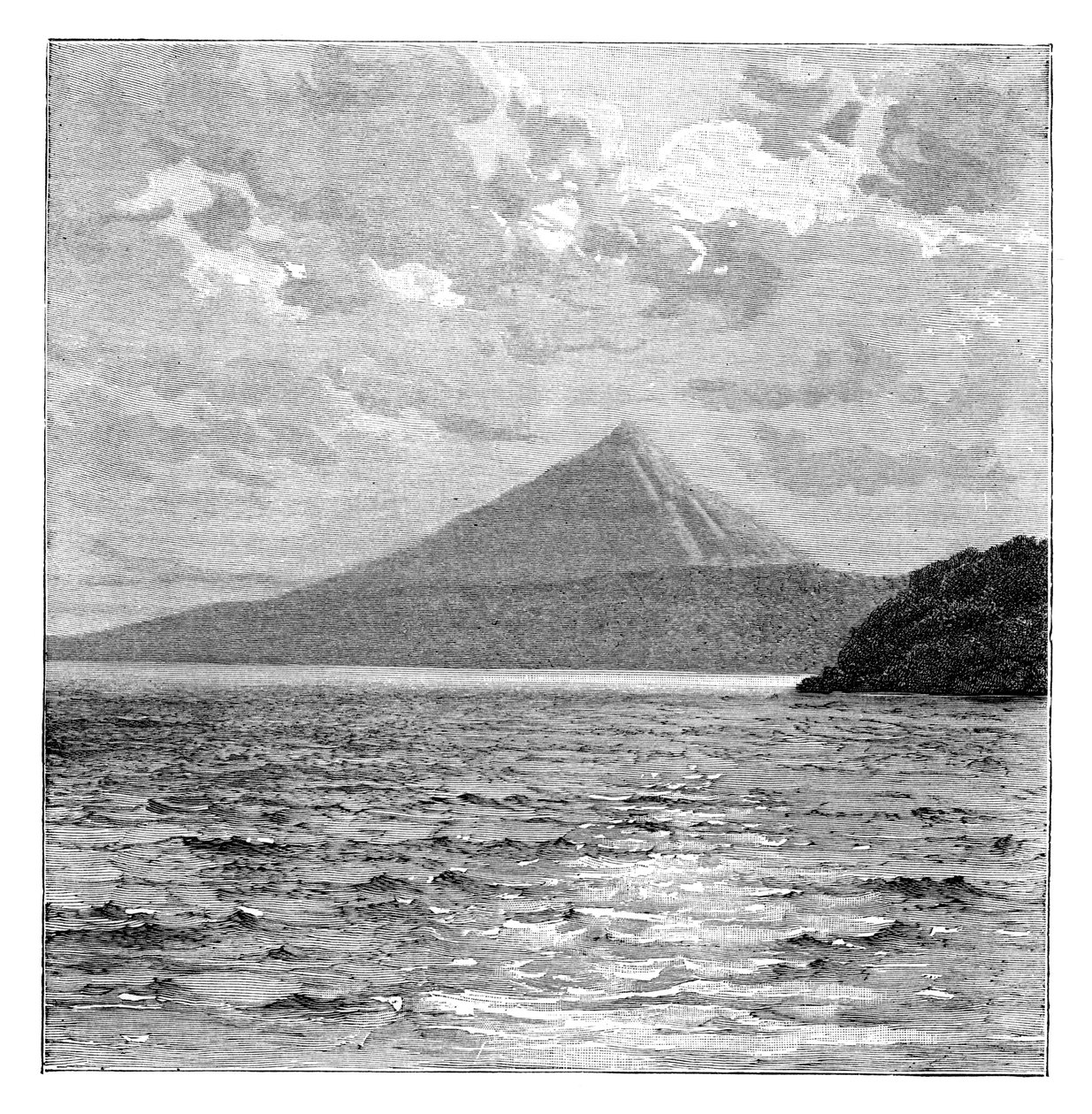 Volcán Mombacho y las orillas del Lago Nicaragua, c.1890 de Unbekannt