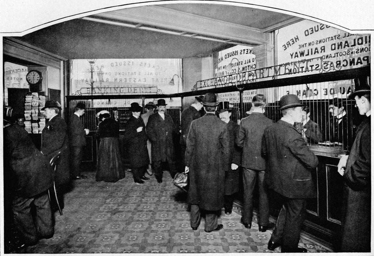 Departamento de Cambio de Dinero, Thomas Cook & Son, Ludgate Circus, Ciudad de Londres, c1903 de Unbekannt