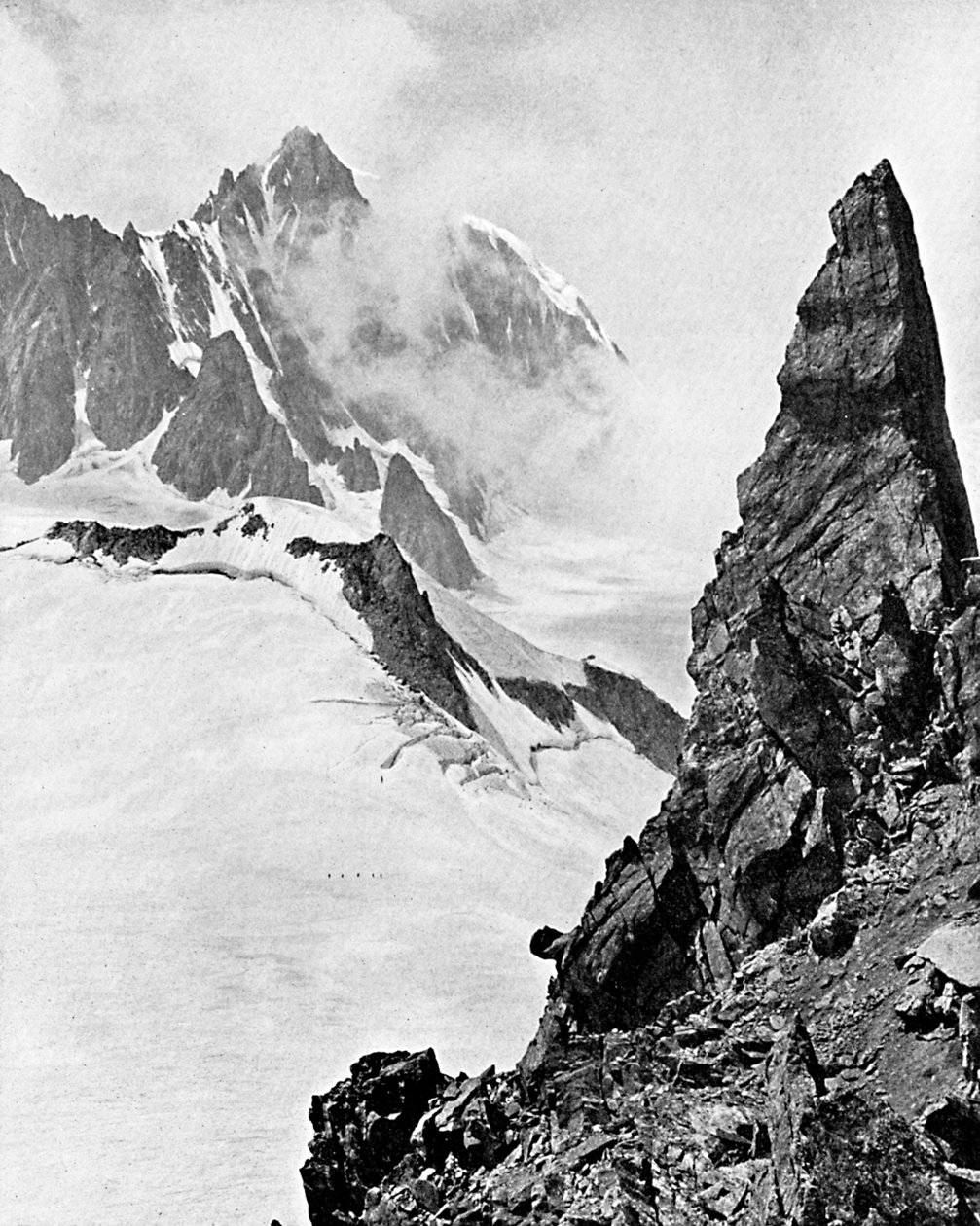 Mont Maudit visto desde las Aiguilles Marbrées, los Alpes, principios del siglo XX de Unbekannt