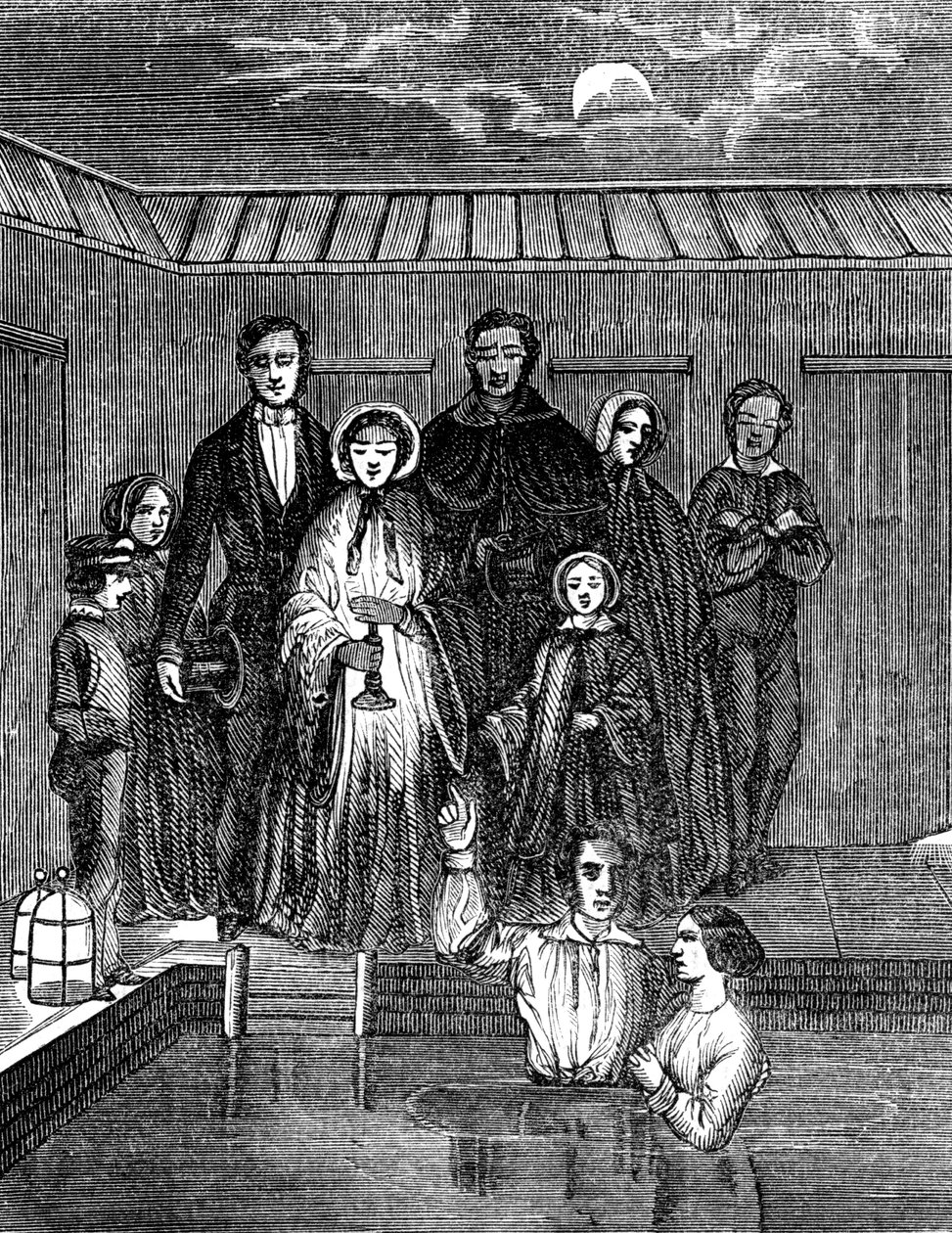 Bautismo mormón por inmersión total, Salt Lake City, Utah, 1853 de Unbekannt