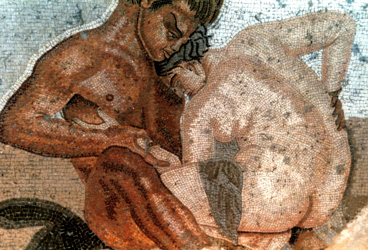 Mosaico de un sátiro y una ninfa, Casa del Fauno, Pompeya, Italia de Unbekannt