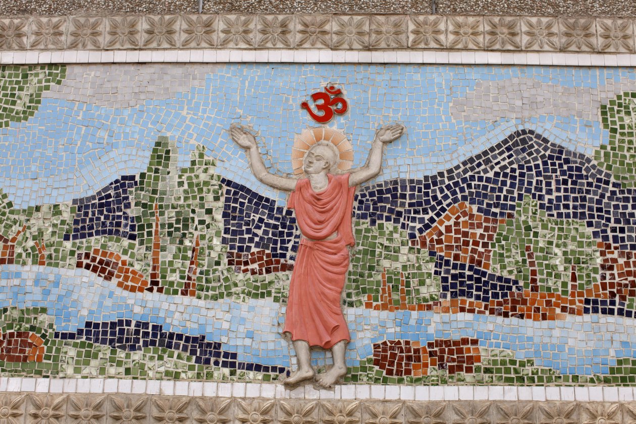 Mosaico fuera del ashram de Swami Sivananda en Rishikesh, Rishikesh, India