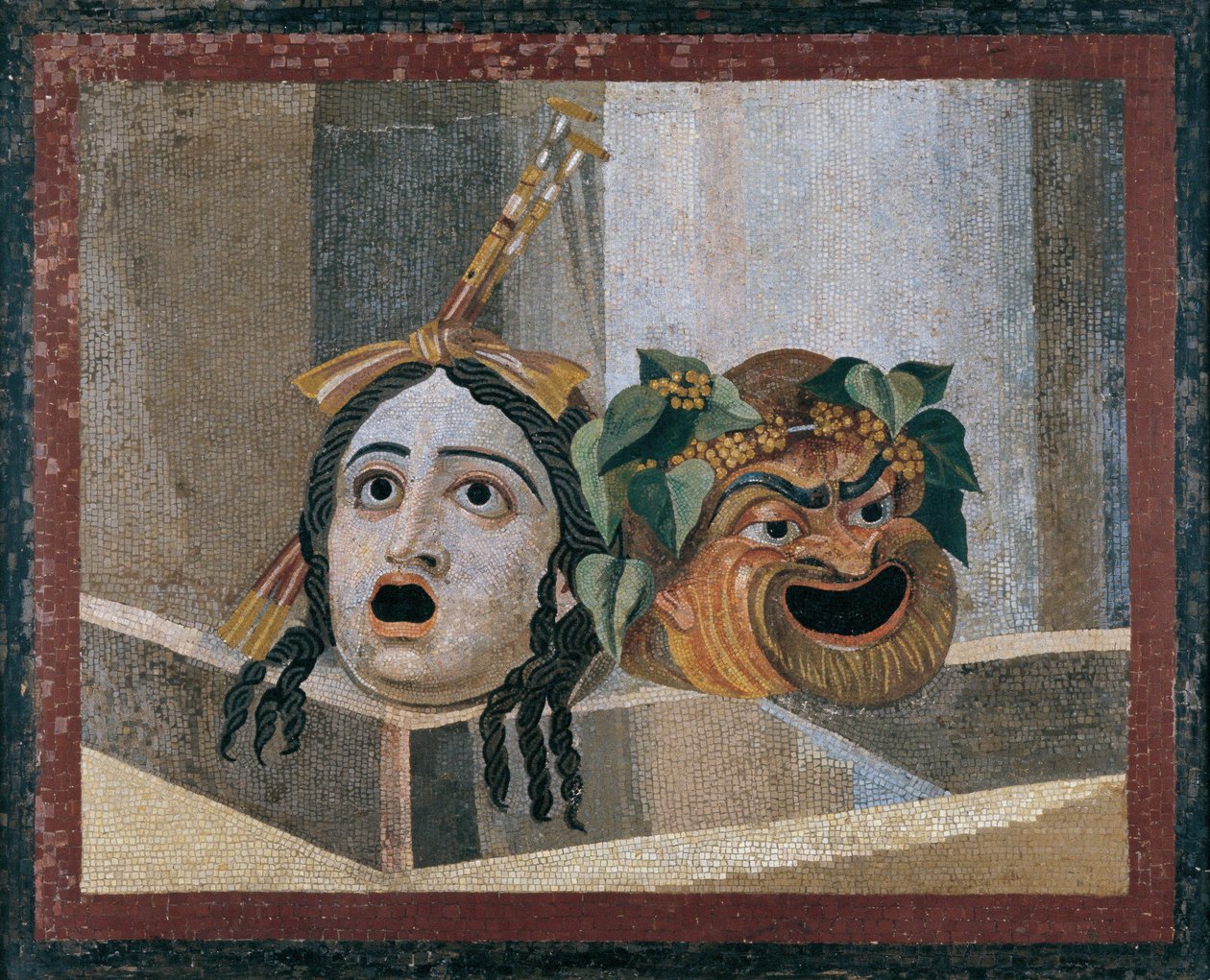 Mosaico con máscaras escénicas de Unbekannt