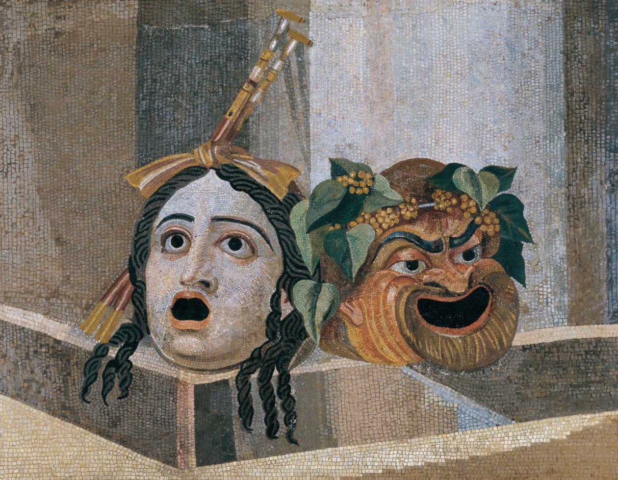 Mosaico con máscaras escénicas de Unbekannt