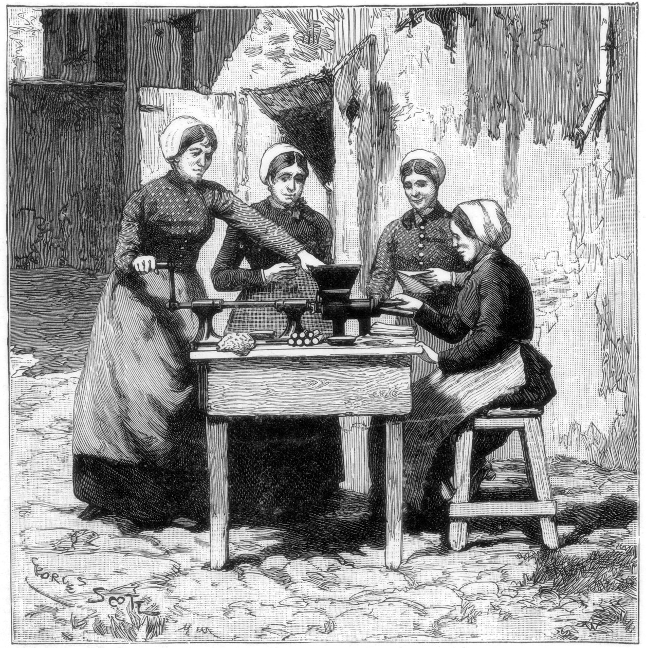 Moldeando cartuchos de goma explosiva, Isleten, cerca de Fluelen, Suiza, 1893 de Unbekannt