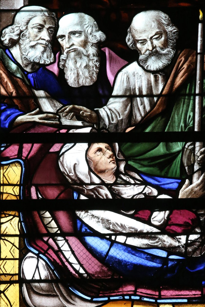 Catedral de Moulins. Vidriera. Dormición de la Virgen María, 20160603, Moulins, Europa de Unbekannt