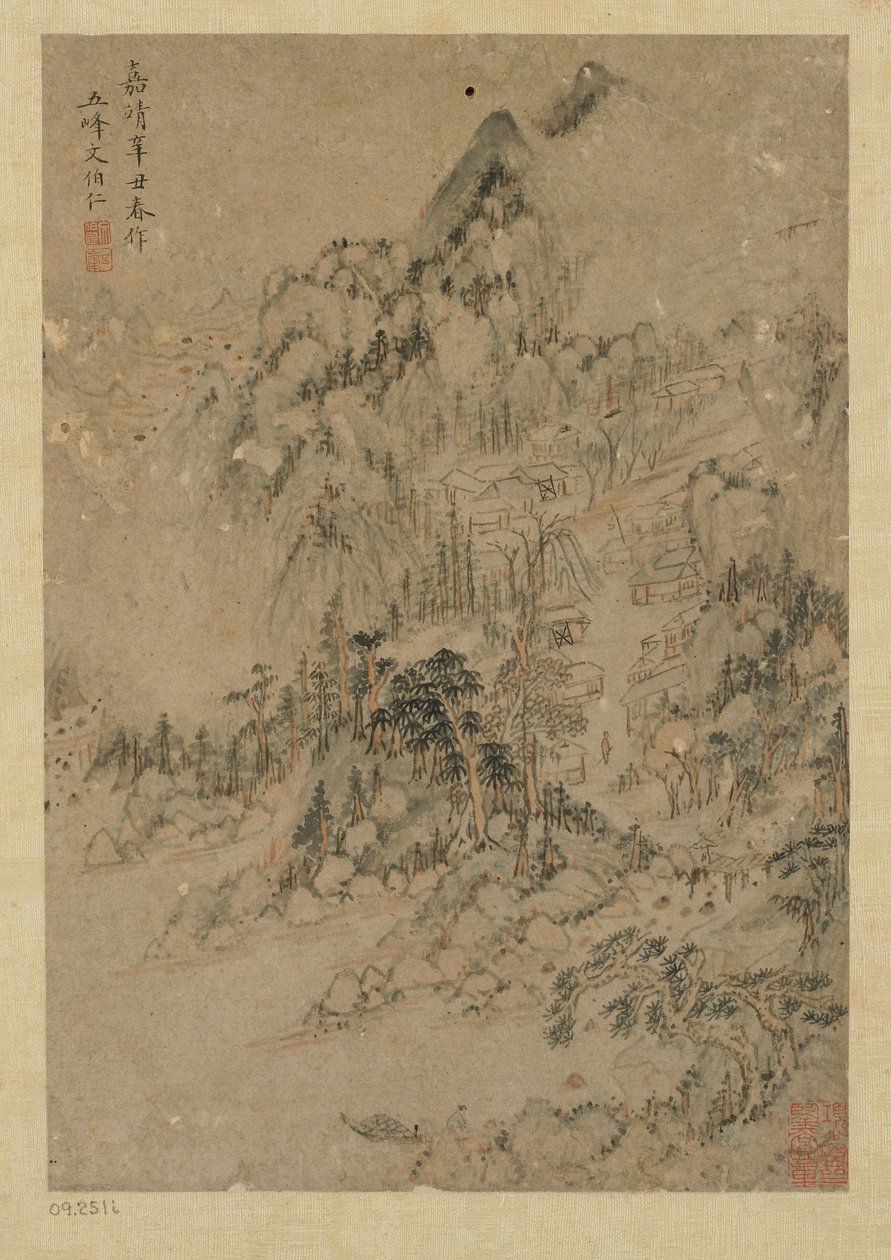 Pueblo de montaña, dinastía Ming, 1550-1644 de Unbekannt