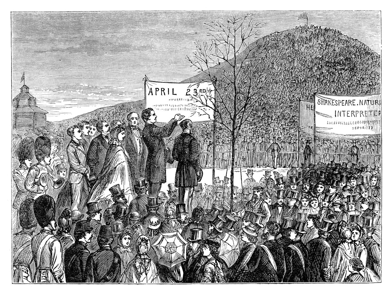 El Sr. Phelps plantando el roble de Shakespeare en Primrose Hill, Londres, 1864, finales del siglo XIX de Unbekannt