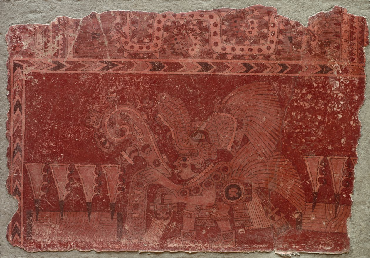 Fragmento de mural con hombre de élite y hojas de cactus maguey, 500-550 de Unbekannt