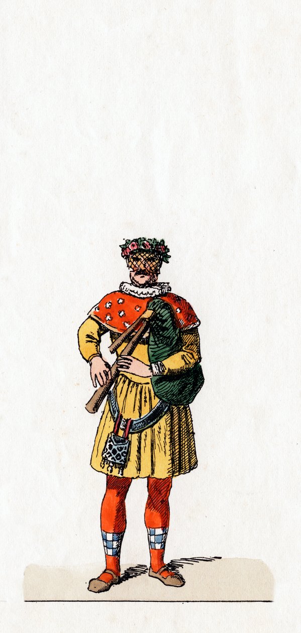Músico, diseño de vestuario para la obra de Shakespeare, Enrique VIII, siglo XIX de Unbekannt