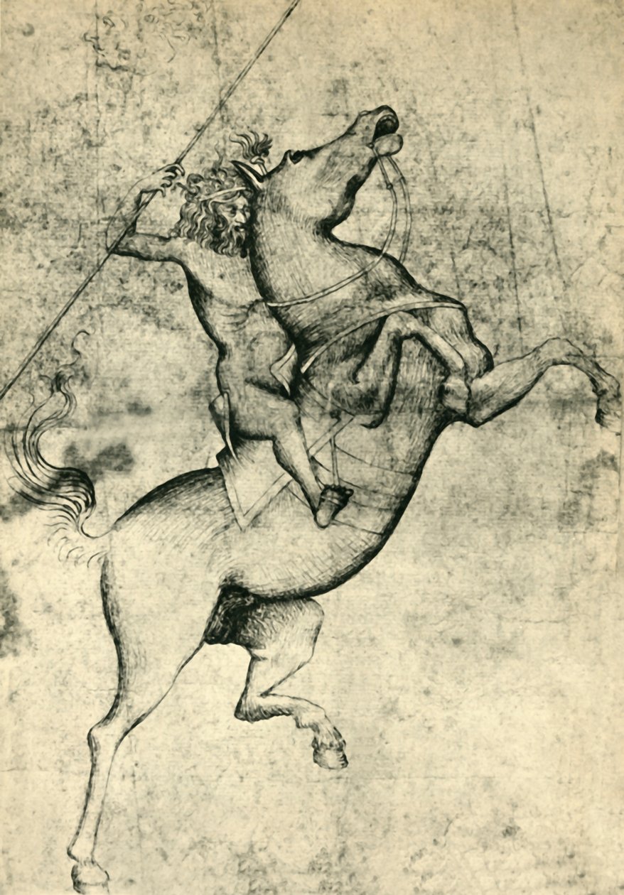 Hombre desnudo montando un caballo, principios del siglo XV, 1943 de Unbekannt